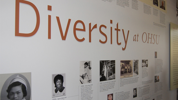 Mural on the wall that says Diversity at 博彩网站 in large lettering.