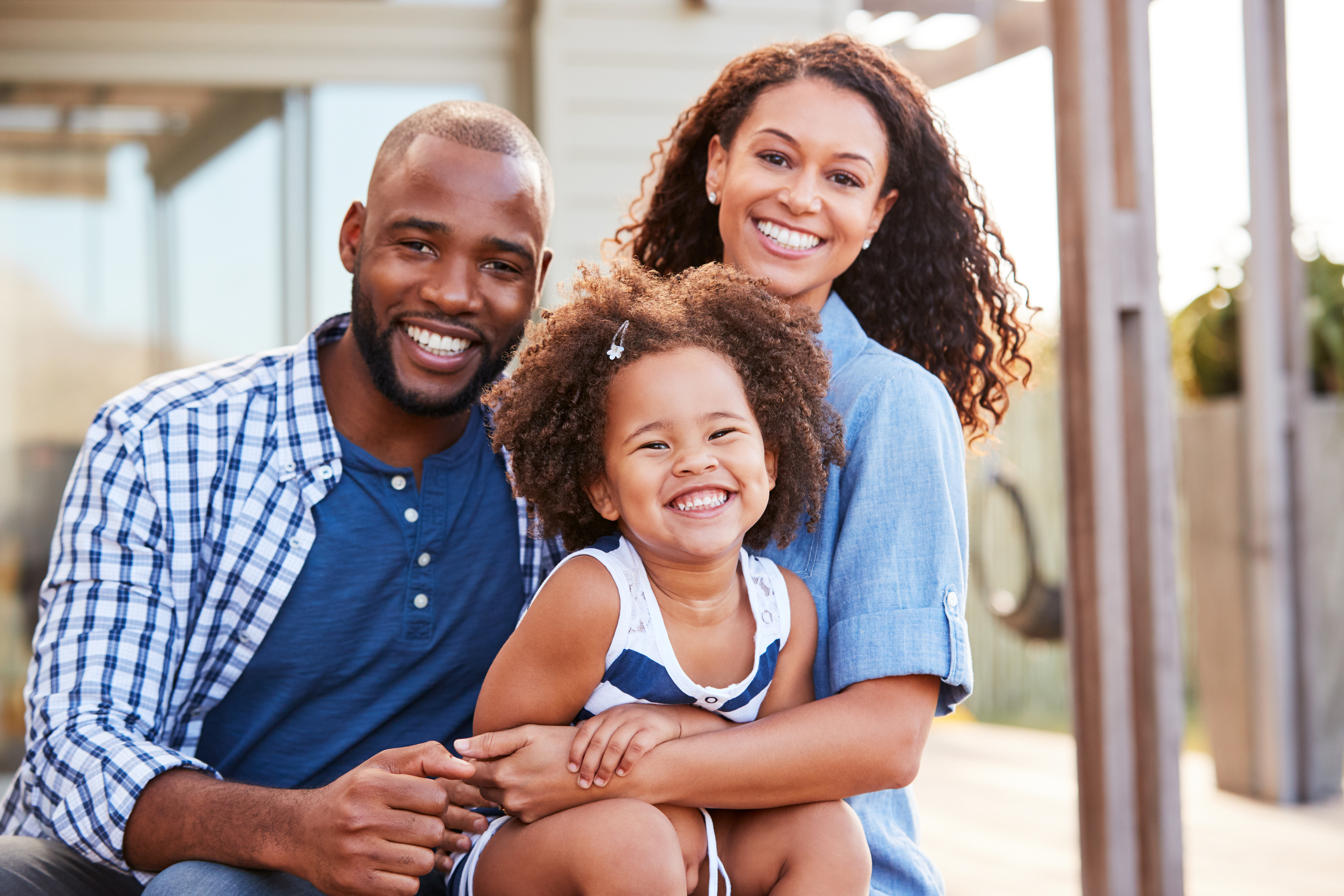 Young family enjoying the outdoors