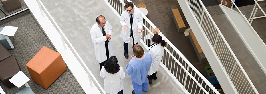 A group of clinicians having a discussion