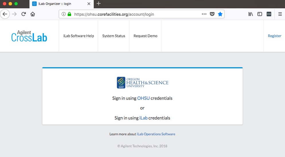 iLab Login Page