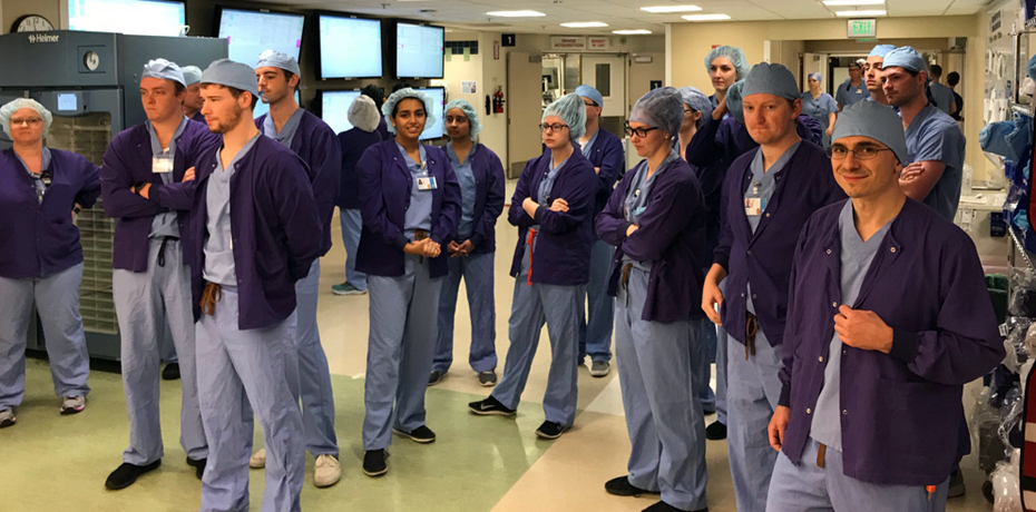 Medical students taking part in Sterile Technique workshop