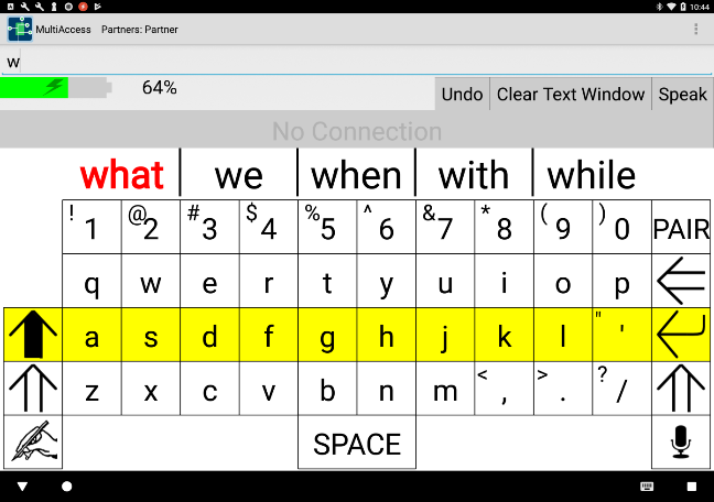 This is an image of the keyboard interface for the SmartPredict AAC user.