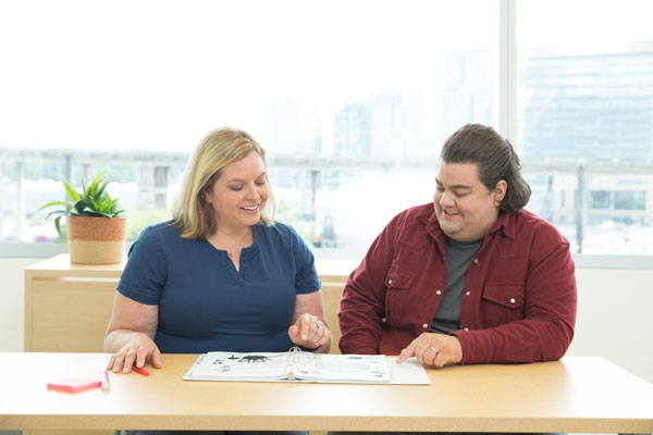 Stefanie Collier meeting with a patient