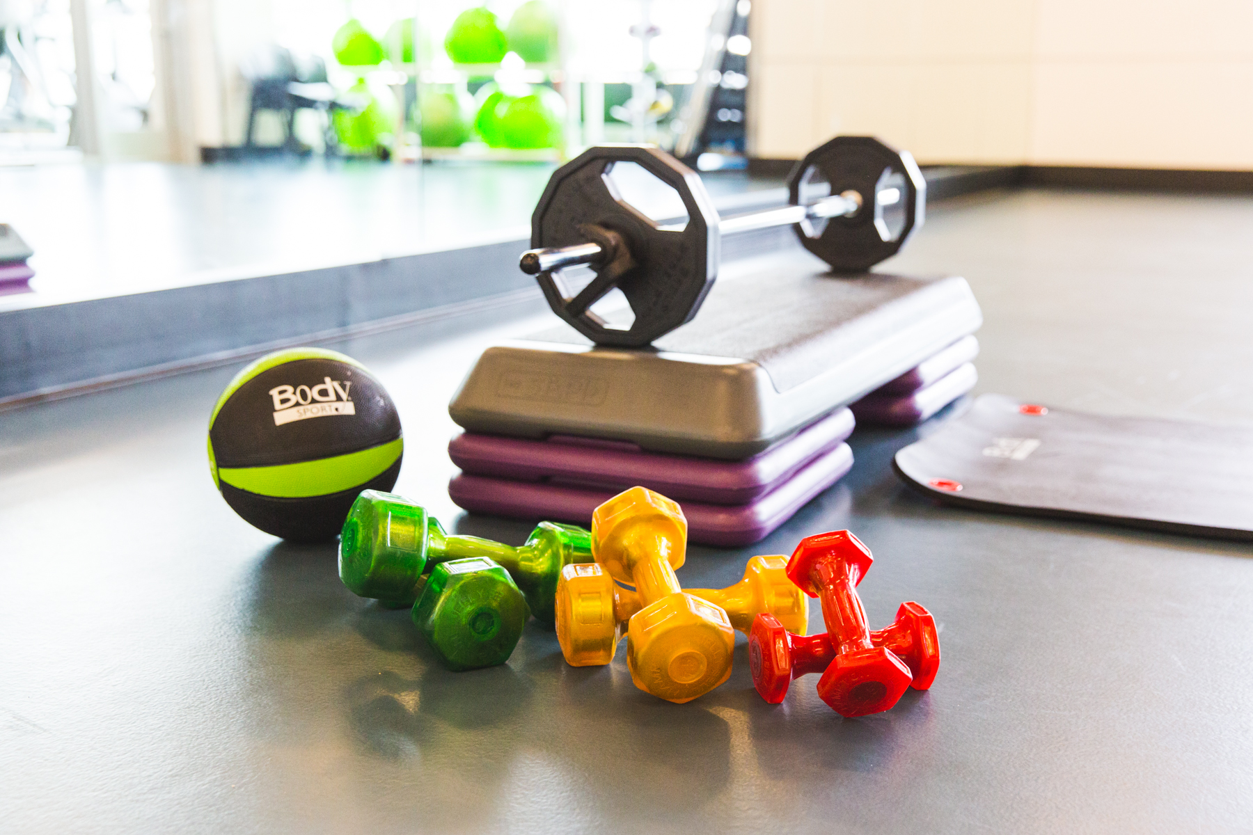 Studio exercise equipment shown in Studio A