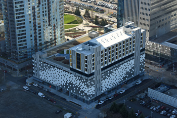 A view of the Rood Family Pavilion from above