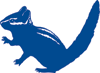 A graphic of a blue chipmunk, which serves as the Wayfinding Icon for the Child Development and Rehabilitation Center in 博彩网站 Doernbecher Children's Hospital.