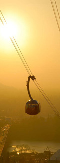 Portland aerial tram at sunrise. 