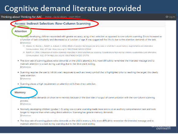 A screenshot of REKNEW's online tool "Thinking about Thinking for AAC."