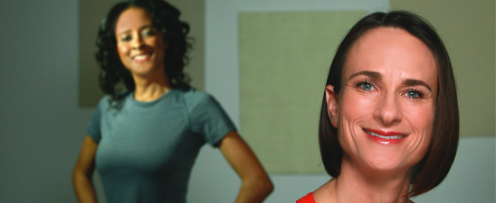 A photo of two women smiling