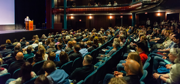 The audience of the Newmark Theater.