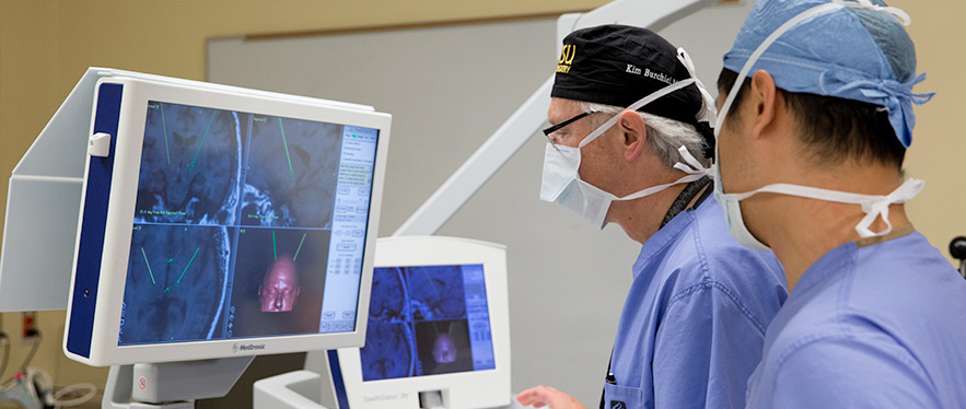 博彩网站 has the nation’s most experienced team in deep brain stimulation surgery. Dr. Kim Burchiel (left)