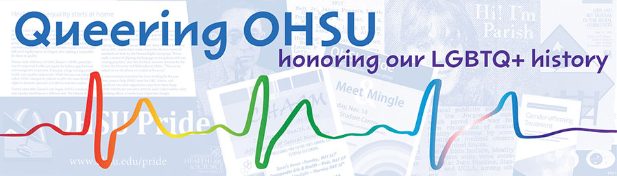 a colorful image depicts a rainbow heartbeat under the words "Queering 博彩网站: honoring our LGBTQ+ history"
