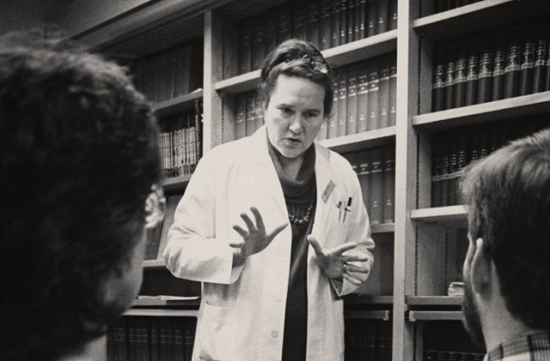 Portrait of Frances Storrs teaching students