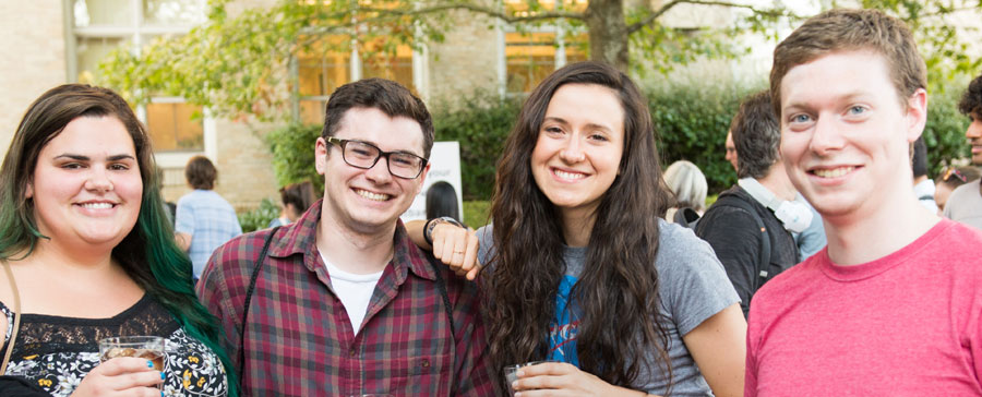 Photo of School of Medicine graduate students at a social event. 