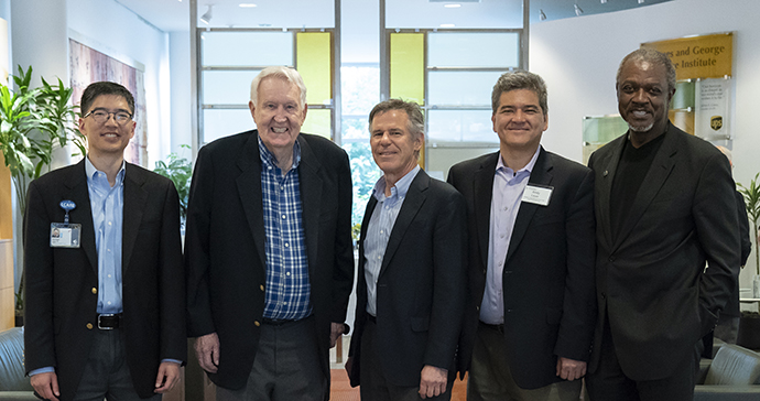 Dr. David Wilson with donor Paul H. Casey and leaders from 博彩网站 and Casey Eye Institute