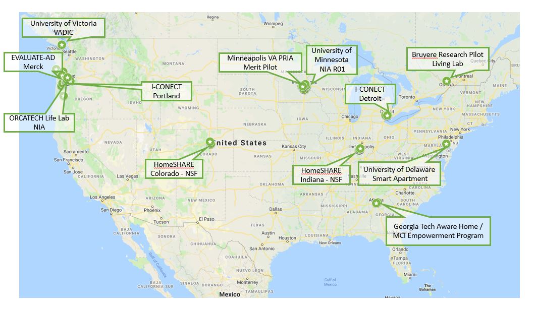USA map showing where the CART platform is installed at partner sites