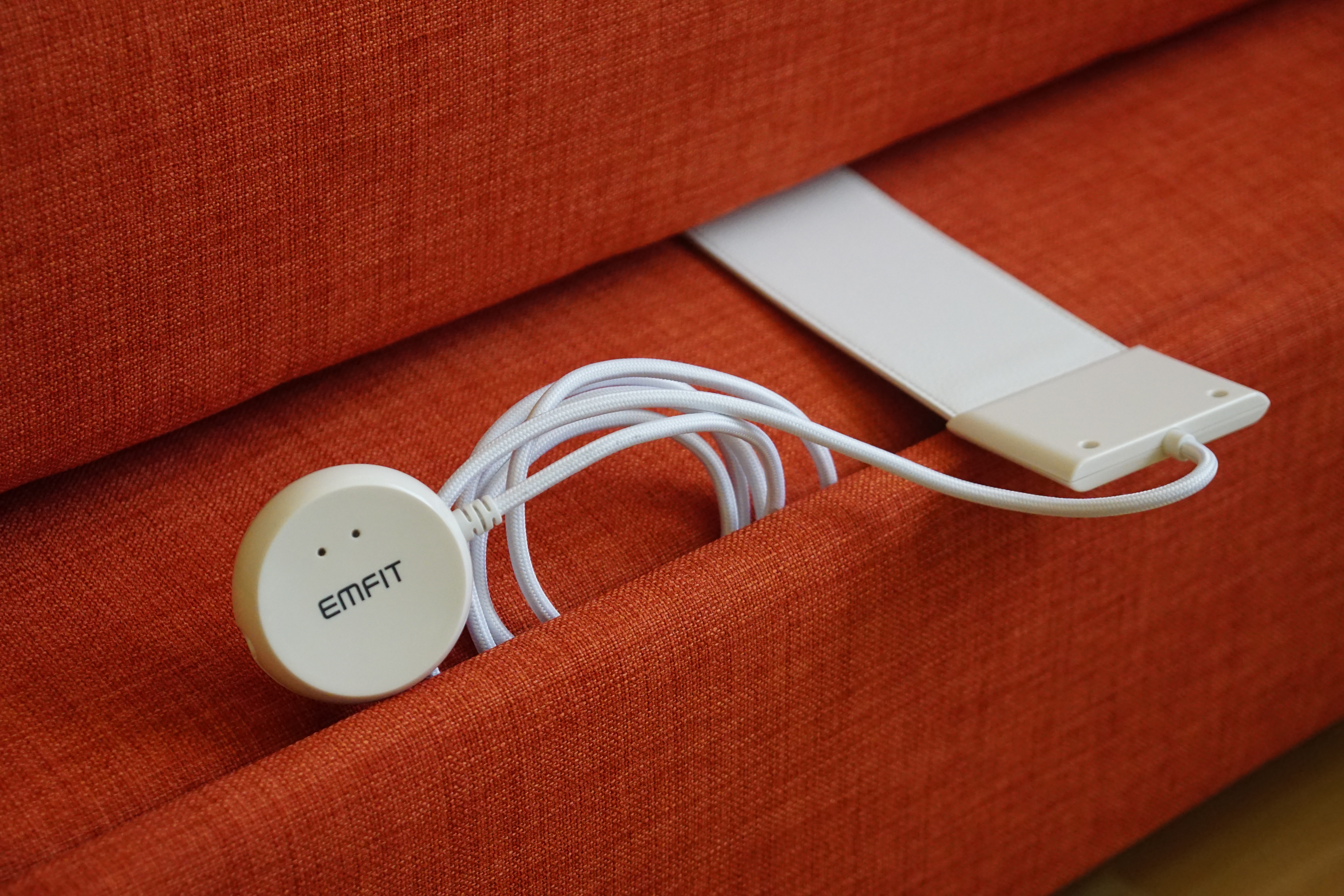 Sleep sensor device shown in a typical installation at home