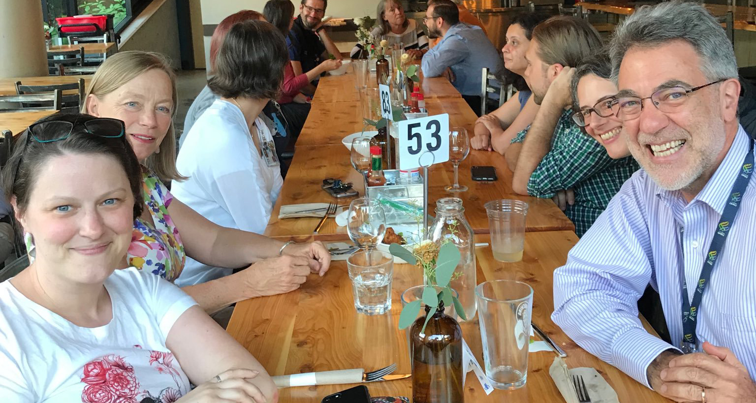 Members of the Educators Collaborative at happy hour at F&B, photo courtesy of Bill Hersh