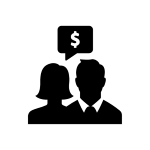 Icon depicting conversation about financial planning