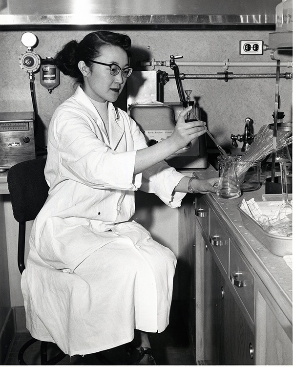 Julianne Kumasaka, Research Assistant, Cardiology Research Laboratory, 1957. Historical Image Collection.