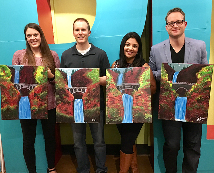 Casey Eye Institute residents and faculty enjoy an art night out together.