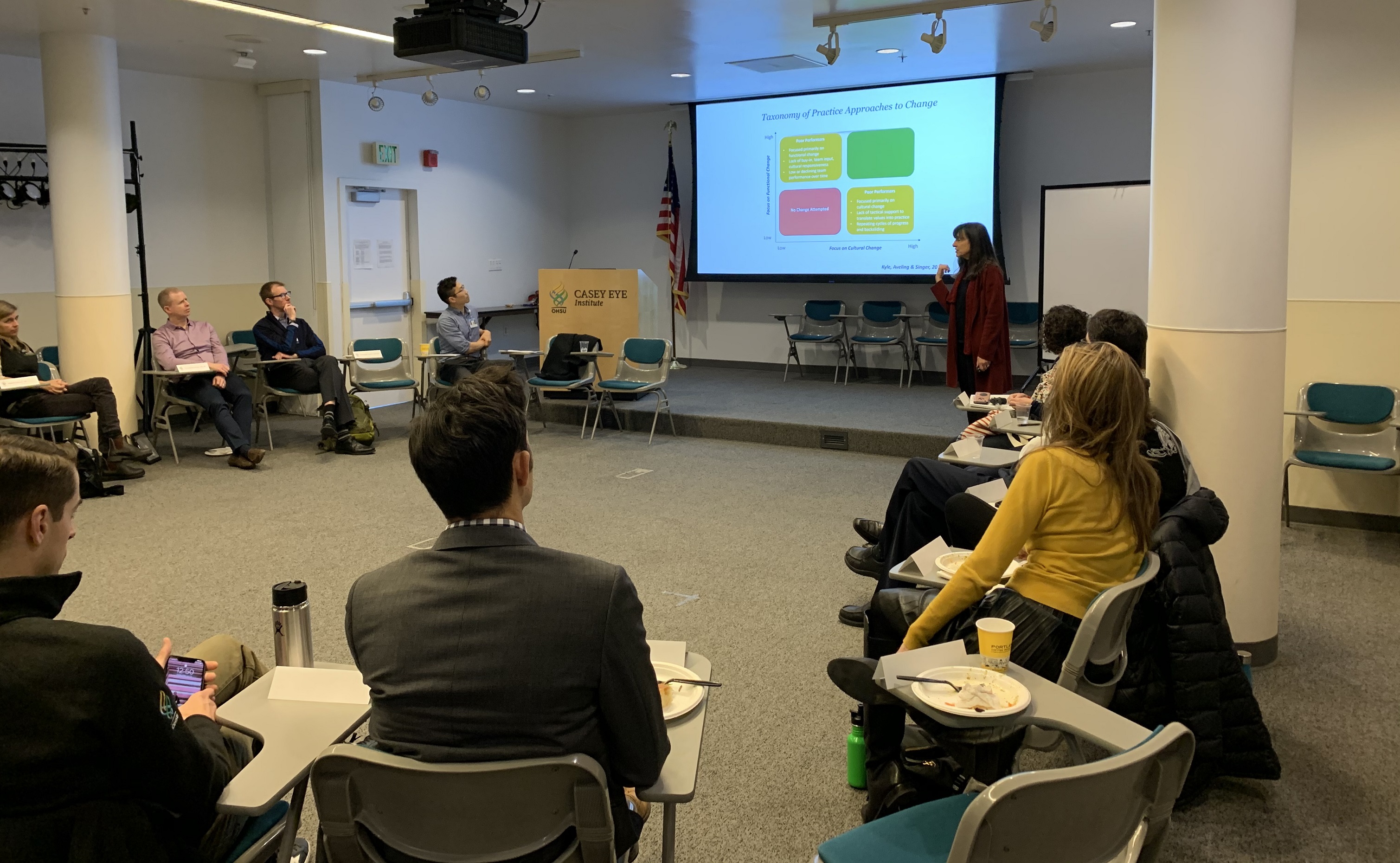 Niki Steckler, Ph.D., teaching members of the 2020 cohort of the Mid-Career Clinical Leadership Development Program