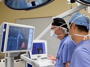 Dr. Burchiel demonstrates deep brain stimulation