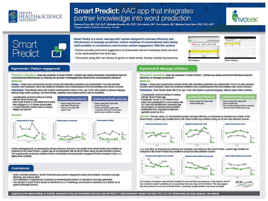 A preview image of a research posted titled "Smart Predict: AAC app that integrates partner knowledge into word prediction."