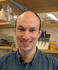 Evan Calkins, in the lab