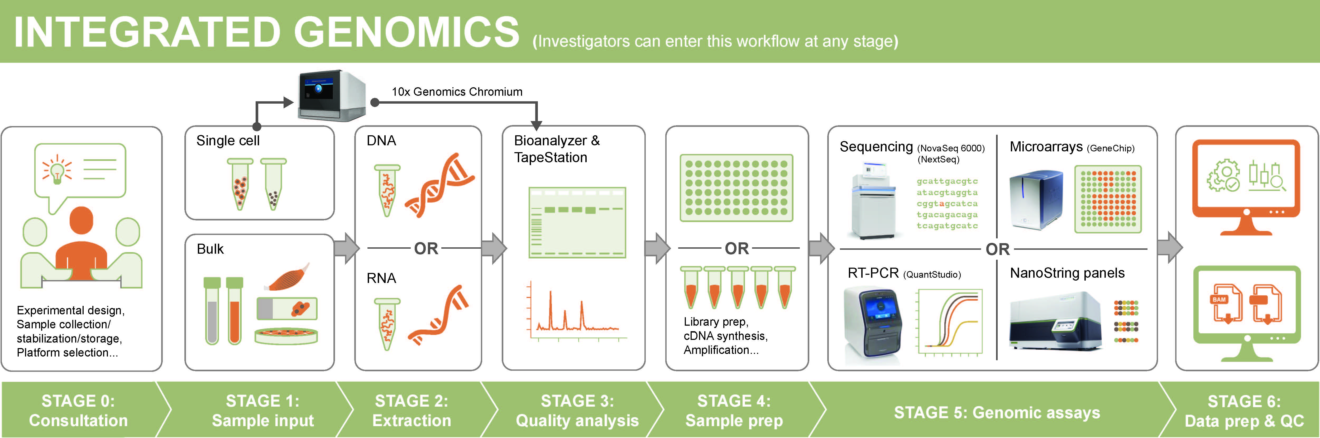 Workflow overview of the services available in the Integrated Genomics Library.