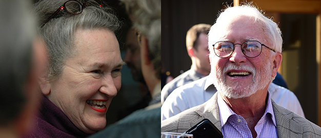 Dr. Frances Storrs and Jon Hanifin smile at an event
