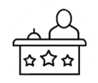 Icon of a person at a front desk with a bell.