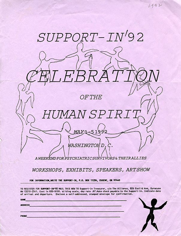 Support-In '92 Celebration of the Human Spirit, to be held May 1-5 1992 in Washington DC. Flyer and registration card.