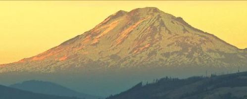 Silhouette of Mt. Hood at sunset.