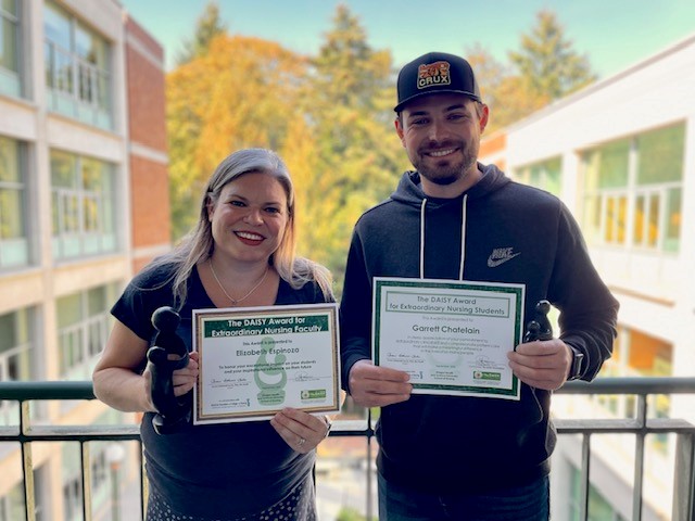 DAISY Award winners - Dr. Elizabeth Espinoza and Garrett Chatelain