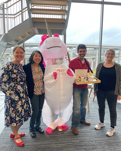 CDCB faculty in costume: Drs. Amy Moran, Missy Wong, Sud Anand, and Pepper Schedin, and Rebecca Ruhl
