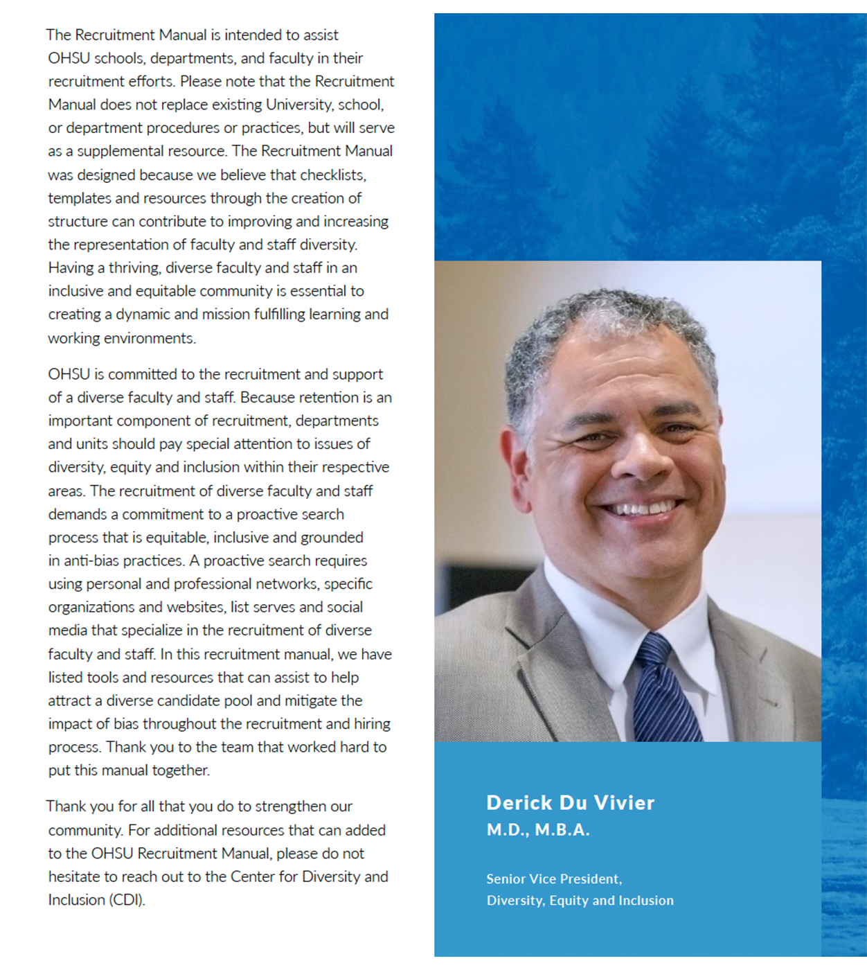 Letter from Senior Vice President, Diversity, Equity and Inclusion