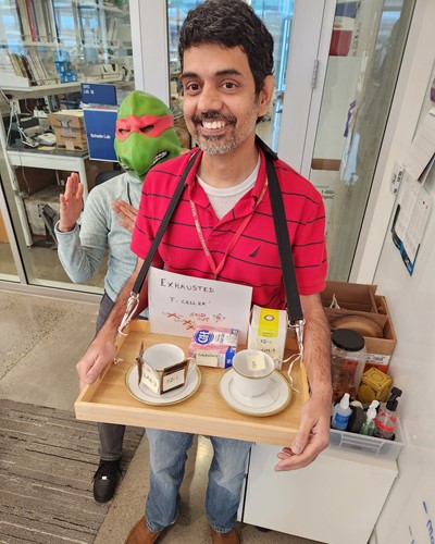 Sud Anand and Sokchea Khou dressed in their Halloween costumes