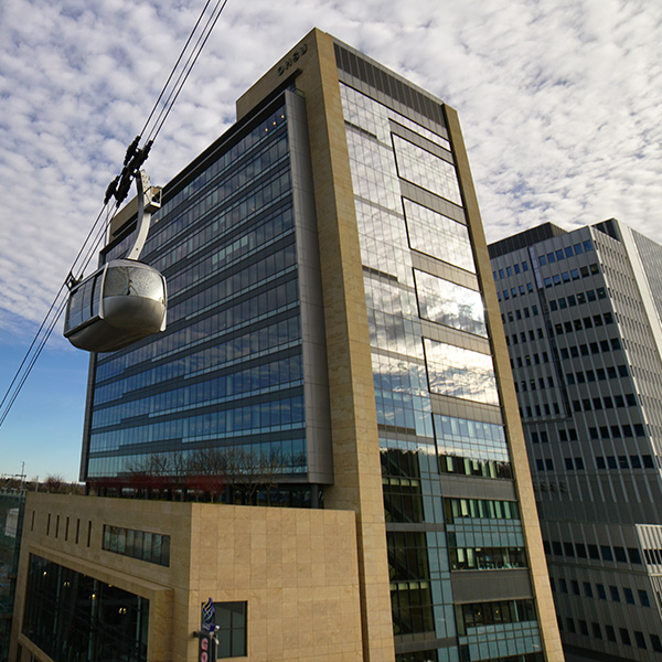 The Tram passes in front of CHH and CHH2