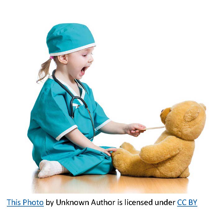 stuffed bear getting a check up