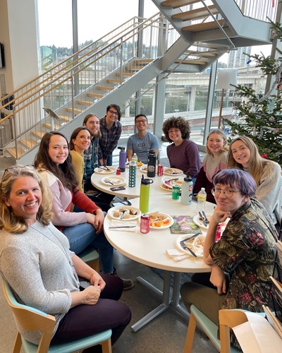CDCB staff and students enjoying the CDCB holiday potluck, Jan 2023.