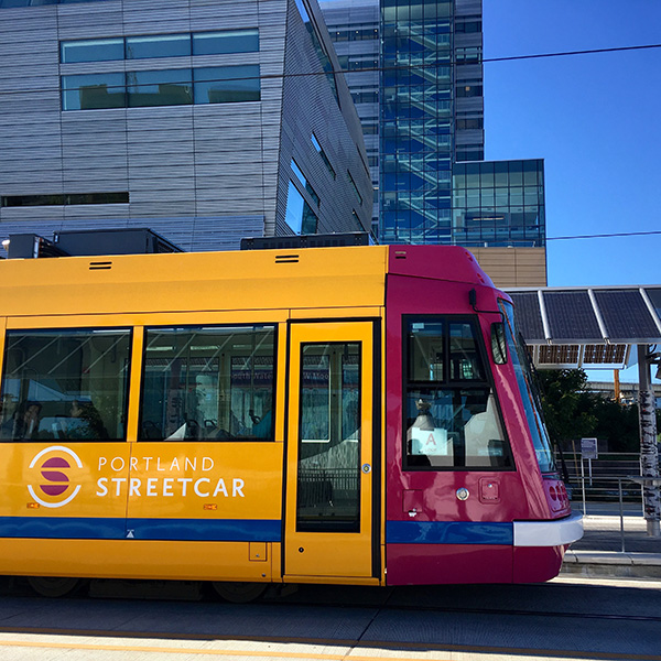 Portland Streetcar stops at RLSB