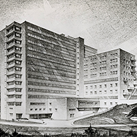 architectural rendering of 博彩网站 Hospital viewed from northeast