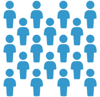Cluster of icons of people. Intended to represent a patient cohort.