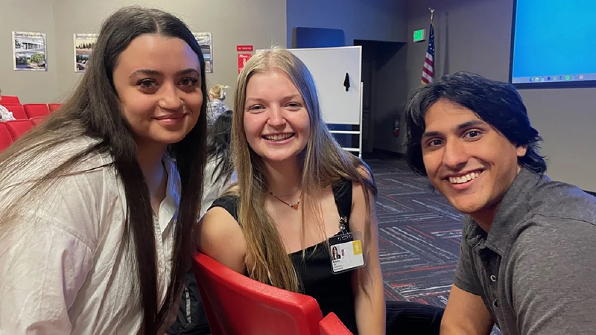 Milan Mafinejad, Katelin Eder and Ethan Busi are 2023 summer human physiology interns in Oregon Health & Science University research labs