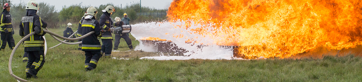 Regional fire-fighting exercise in the training area with urban and contract firefighters.