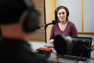 OccHealthSci staff taping a podcast episode.