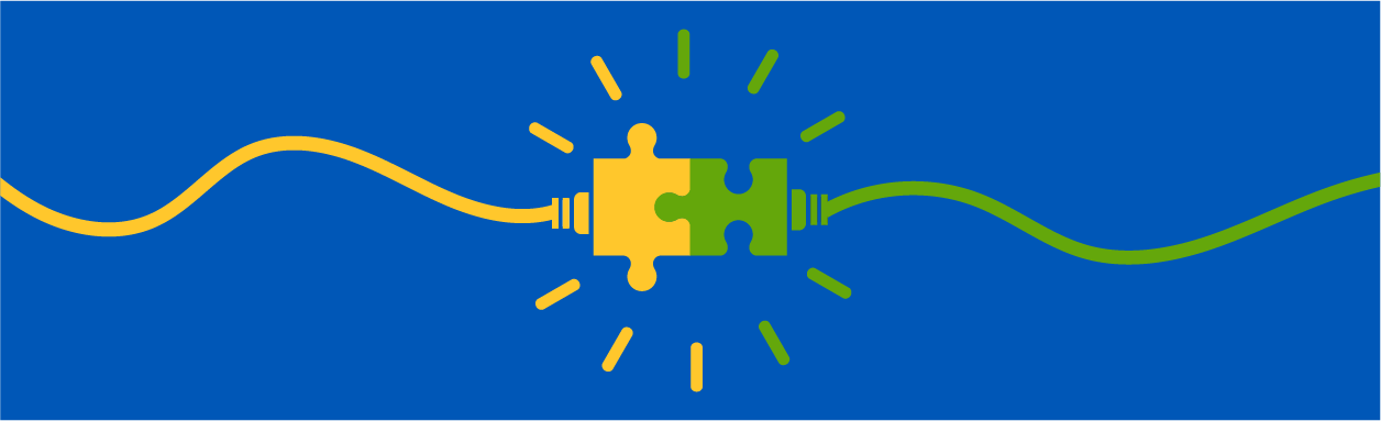 Illustration showing puzzle pieces linked together, partnership concept illustration.
