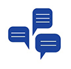A graphic of conversation bubbles.