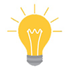 A graphic of a lightbulb.
